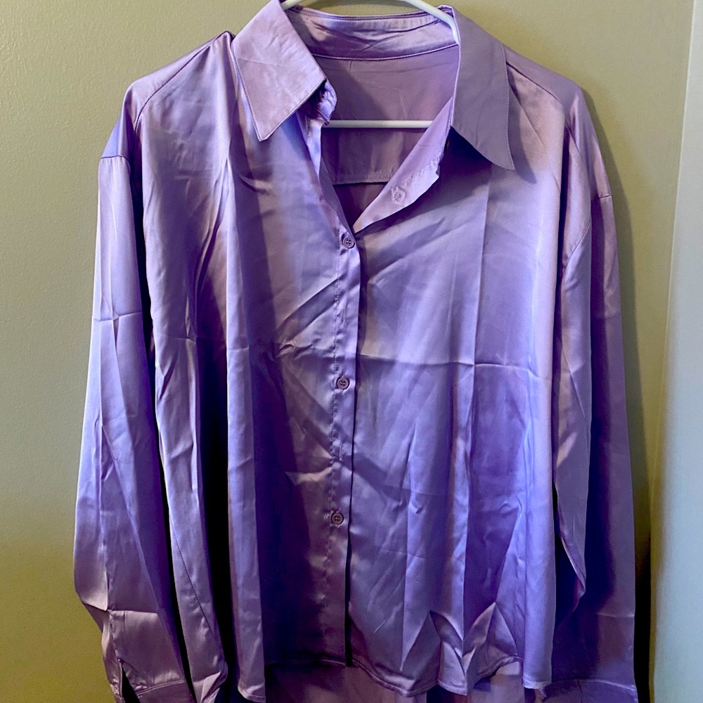 Lavender Silk Collared Shirt